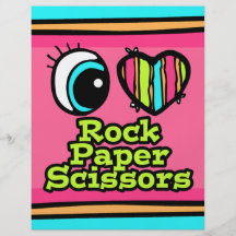Bright Eye Heart I Love Rock Paper Scissors Flyer Design