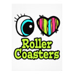 Bright Eye Heart I Love Roller Coasters Personalised Invites