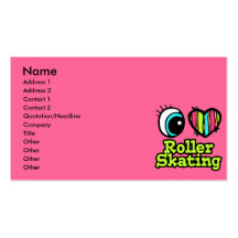Bright Eye Heart I Love Roller Skating Business Cards