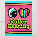 Bright Eye Heart I Love Roller Skating Flyer Design