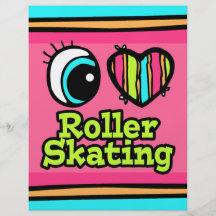 Bright Eye Heart I Love Roller Skating Flyer Design
