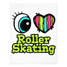 Bright Eye Heart I Love Roller Skating Invitations