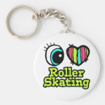 Bright Eye Heart I Love Roller Skating Key Chains