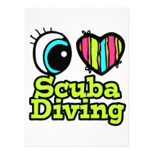 Bright Eye Heart I Love Scuba Diving Announcement