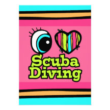 Bright Eye Heart I Love Scuba Diving Custom Invite