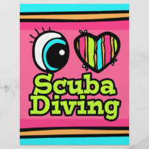 Bright Eye Heart I Love Scuba Diving Personalized Flyer