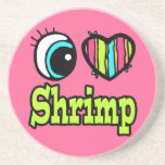 Bright Eye Heart I Love Shrimp Coasters