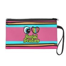 Bright Eye Heart I Love Social Studies Wristlet