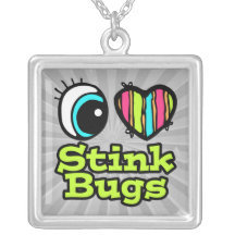 Bright Eye Heart I Love Stink Bugs Pendant