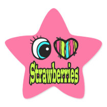 Bright Eye Heart I Love Strawberries Sticker