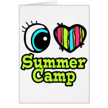 Bright Eye Heart I Love Summer Camp Greeting Cards