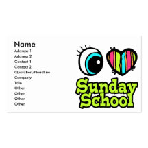Bright Eye Heart I Love Sunday School Business Card Templates