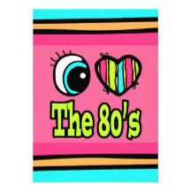 Bright Eye Heart I Love the 80s Personalised Invitations
