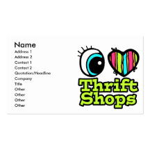 Bright Eye Heart I Love Thrift Shops Business Card Templates