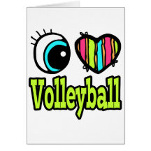 Bright Eye Heart I Love Volleyball Greeting Card