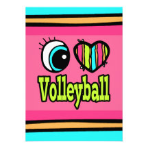 Bright Eye Heart I Love Volleyball Custom Announcements