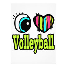 Bright Eye Heart I Love Volleyball Personalised Invitations