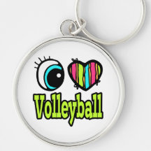 Bright Eye Heart I Love Volleyball Keychain