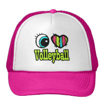Bright Eye Heart I Love Volleyball Trucker Hats
