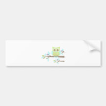 Bright Eyes Owl in Tree Bumper Sticker