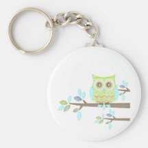 Bright Eyes Owl in Tree Keychains