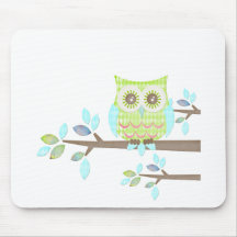 Bright Eyes Owl in Tree Mouse Pads