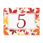 Bright Fall Leaves Wedding Table Number Post Card
