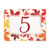 Bright Fall Leaves Wedding Table Number