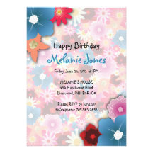 Bright Fun Color Flowers Birthday Party Invitation