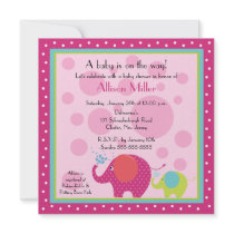 Bright & Fun Elephant Baby Shower Personalised Invite