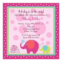 Bright & Fun Elephant Baby Shower Personalised Invite