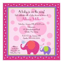 Bright & Fun Elephant Baby Shower Personalised Invite