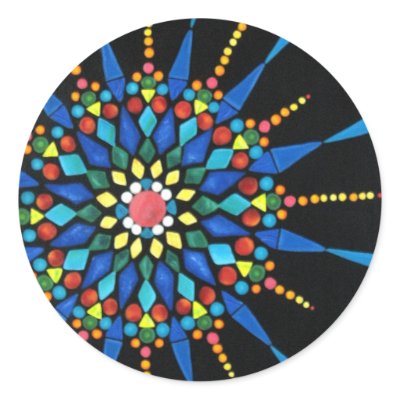 Bright Gemstone Mosaic on Black stickers by Cherylsart
