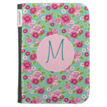 Bright Girly Floral Monogram Kindle caseable cases