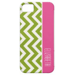 Bright Green Chevron, Pink Stripe