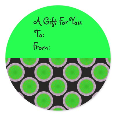 Bright Green Circles Gift Tag Round Stickers by DonnaGraysonAbstract