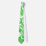 Bright Green Damask Silky Mens' Neck Tie