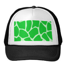 Bright Green Giraffe Print Pattern. Hats