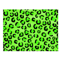Bright Green Leopard Print Pattern. Post Cards