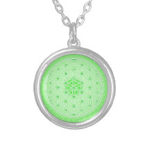 Bright Green Psychedelic Sacred Geometry Mandala Jewelry