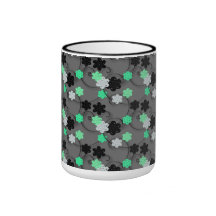 Bright Green, white and Black Floral Print Coffee Mugs