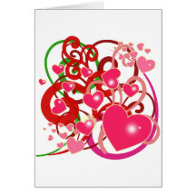 Bright Hearts and Scrolls for Lovers Greeting Cards