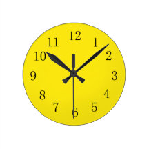 Bright Lemon Yellow Kitchen Wall Clock