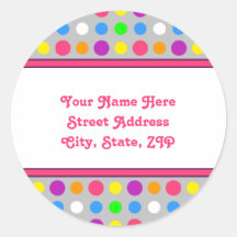 Bright Little Dots Address Labels Round Sticker