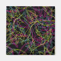 Bright Neon Colors Line Art Pink Teal Lime Refrigerator Magnet