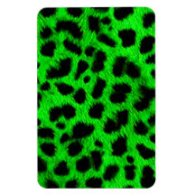 BRIGHT NEON GREEN LIME BLACK ANIMAL PRINT PATTERN MAGNETS