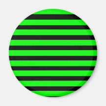 Bright Neon Lime Green and Black Stripes Refrigerator Magnets