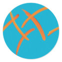 Bright Orange and Blue Watercolor Abstract stickers