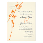 Bright Orange Wild Flower Branch Wedding Invite