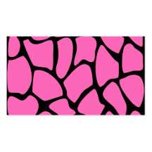 Bright Pink and Black Giraffe Print Pattern. Business Card Template